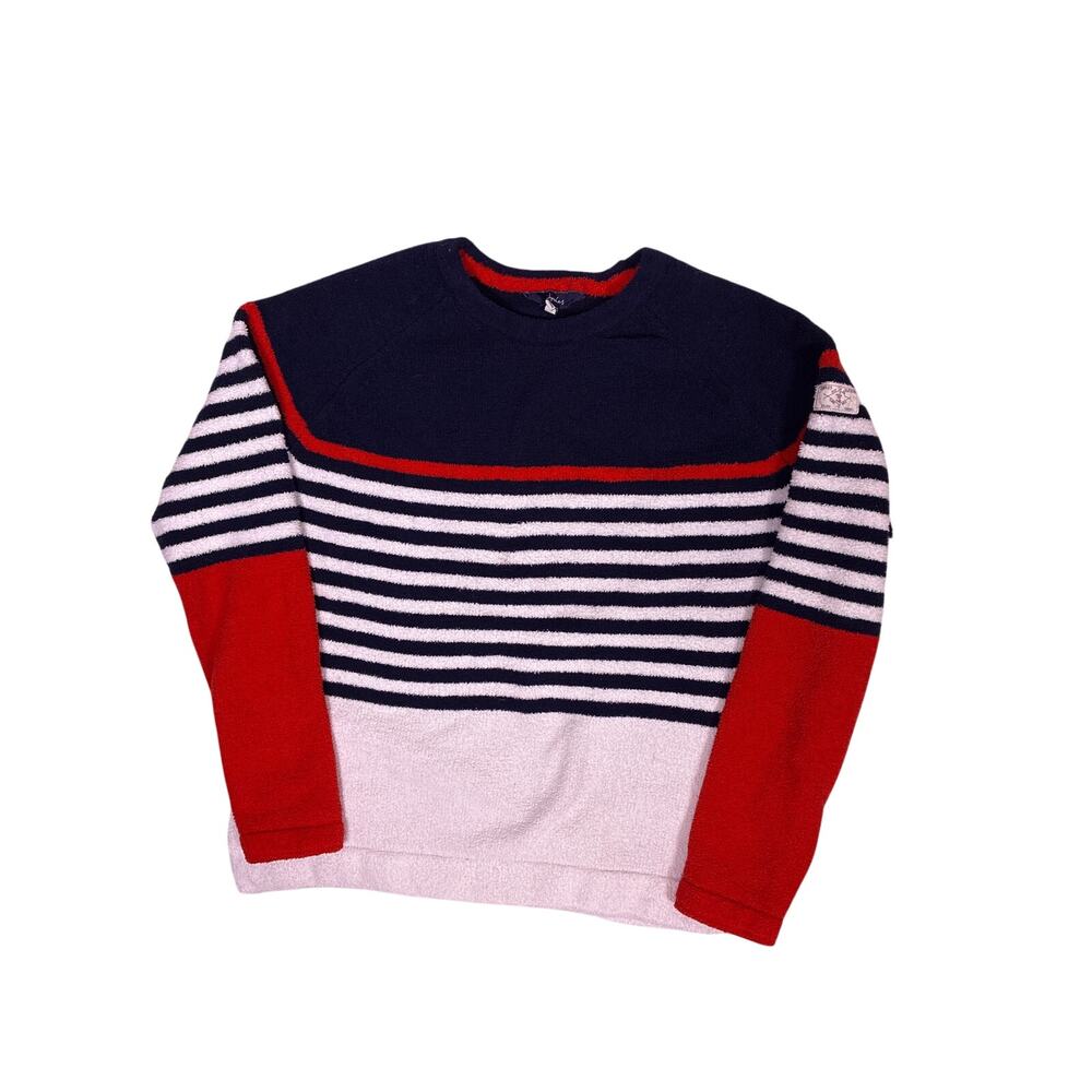 Joules Fleece Crewneck Sweater Womens 6/S Nautical Preppy Minimalist Striped